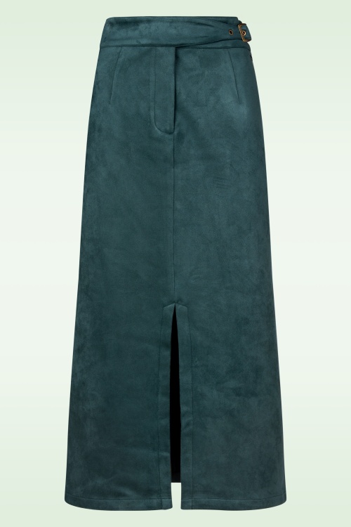 Surkana - Tammy Suedine Midi rok in flessengroen 2