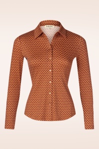 Surkana - Sue blouse met geometrische print in toffee 