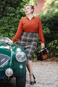 Vintage Chic for Topvintage - Loreen pencil rok in zwart en multi