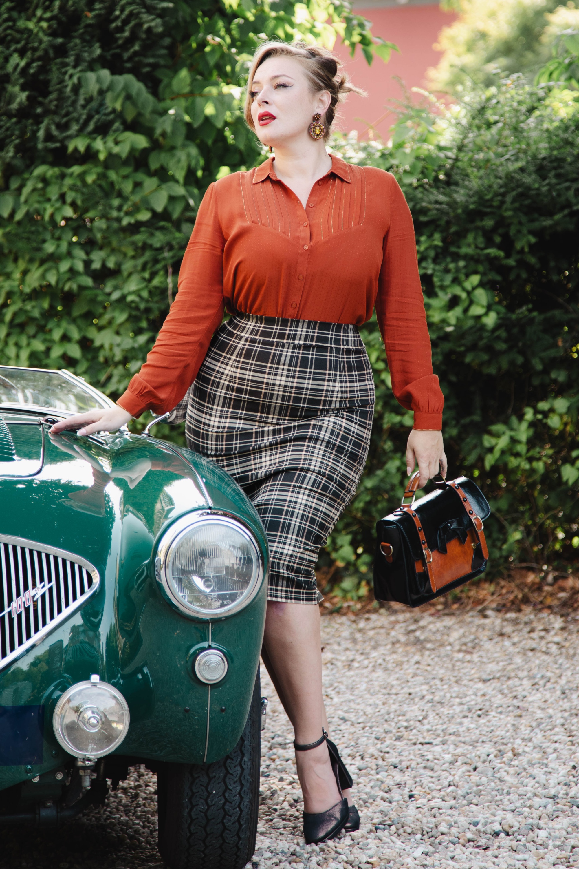 Vintage Chic for Topvintage - Loreen pencil rok in zwart en multi