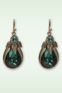 Lovely - Art Nouveu Palm Leaf oorbellen in smaragdgroen