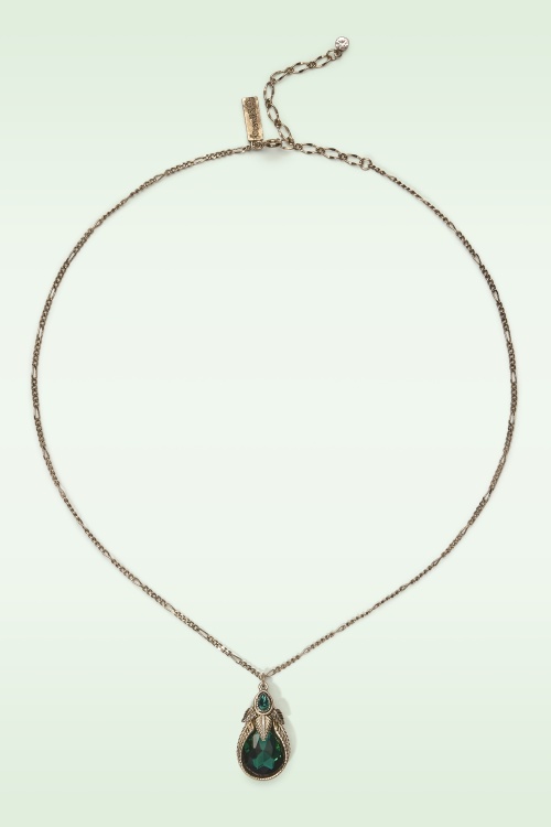 Lovely - Art Nouveu Palm Leaf ketting in smaragdgroen 2