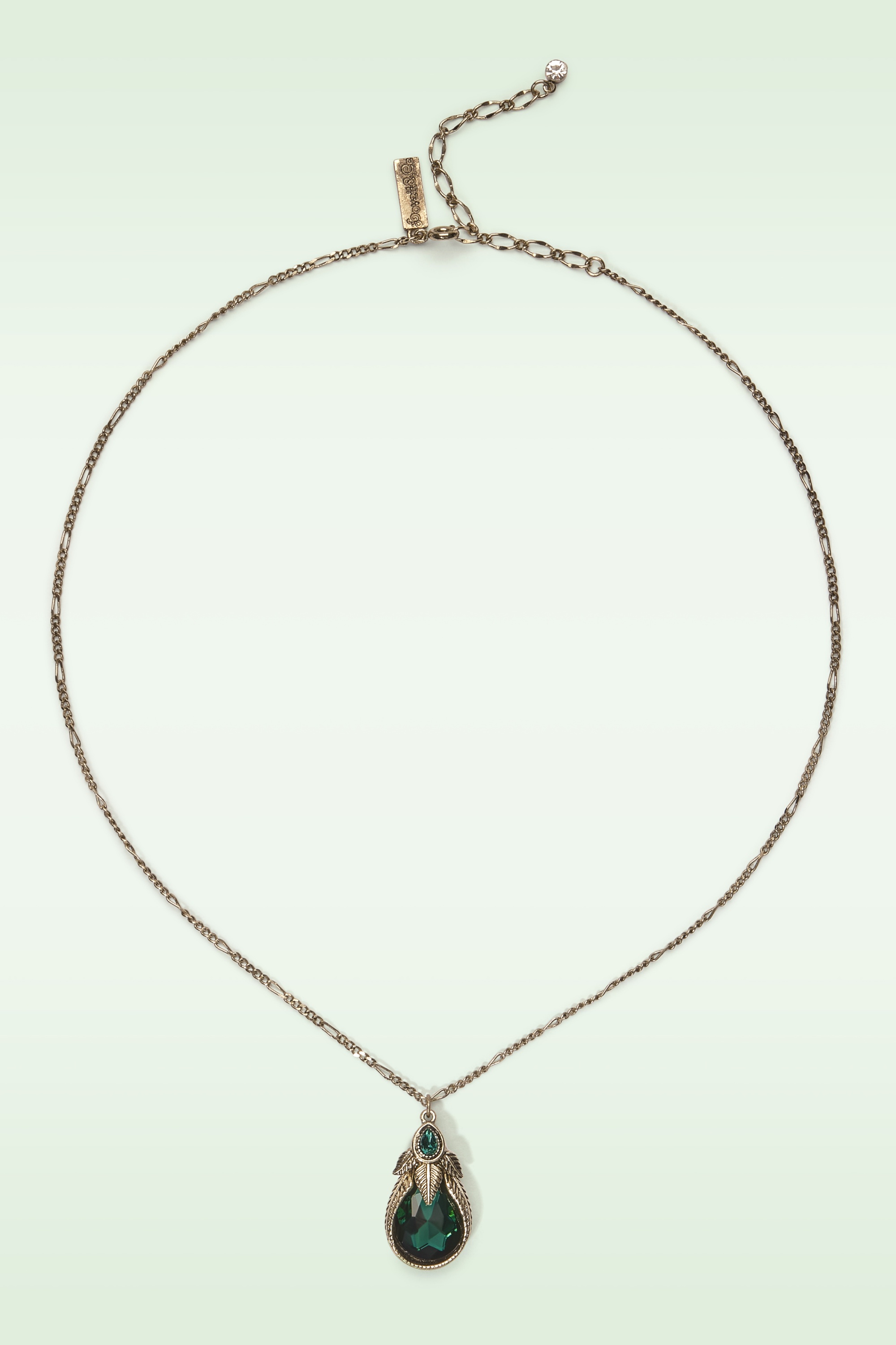 Lovely - Art Nouveu Palm Leaf ketting in smaragdgroen 2