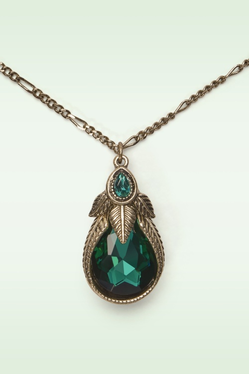 Lovely - Art Nouveu Palm Leaf ketting in smaragdgroen