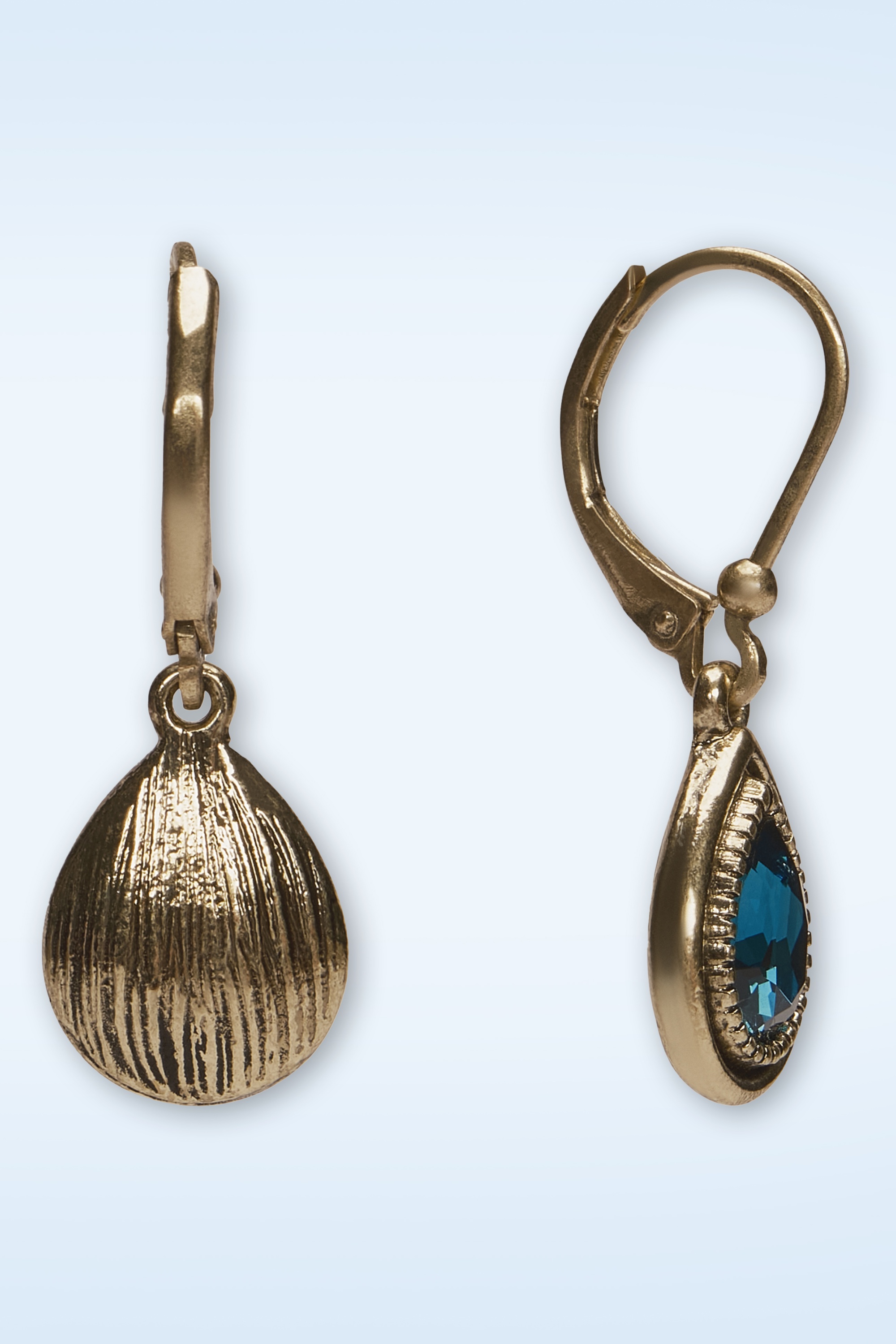 Lovely - Mini Teardrop dangle oorbellen in teal 2