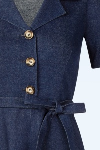 Very Cherry - Revers midi jurk in donker denim  2