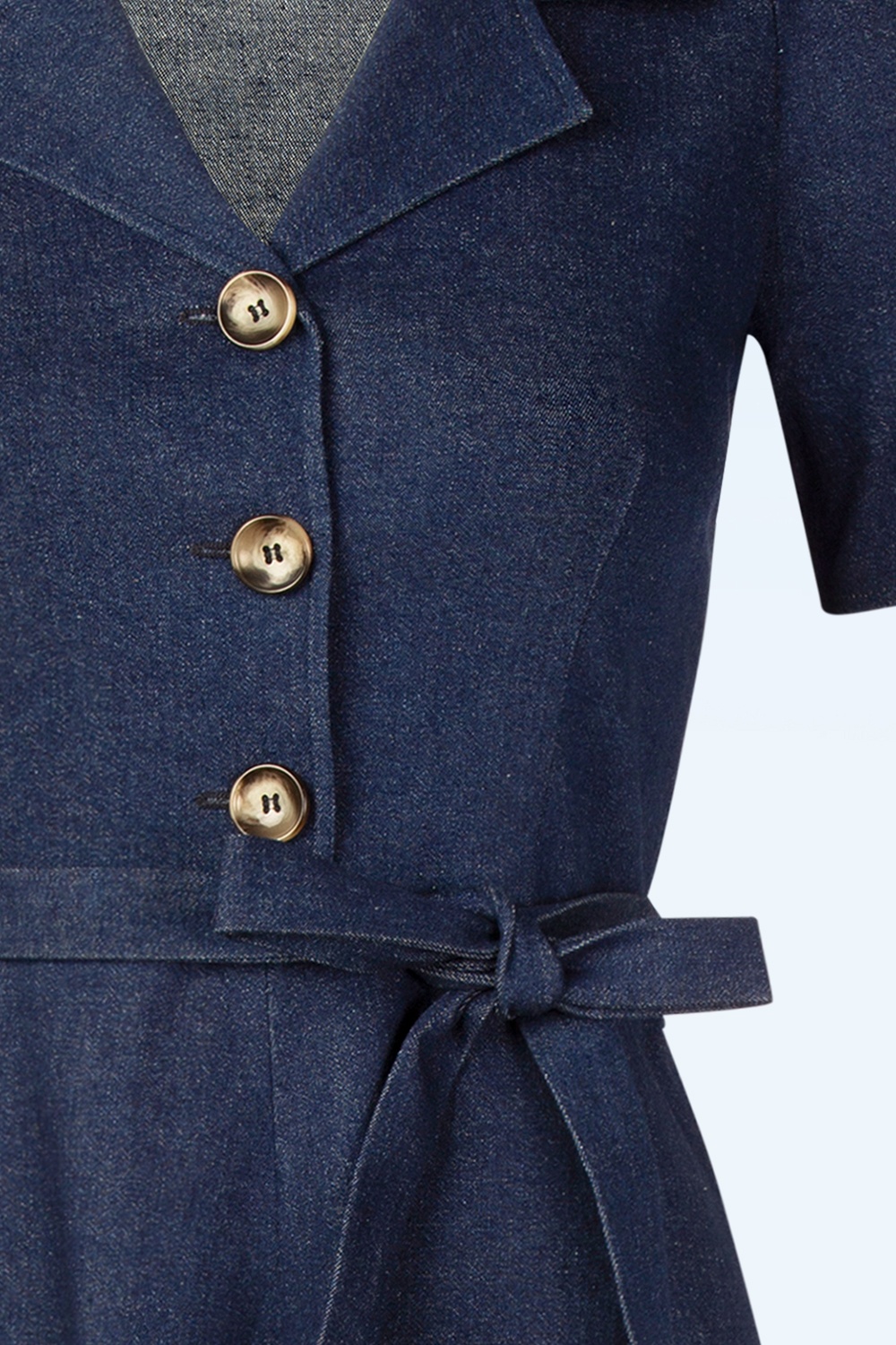 Very Cherry - Revers midi jurk in donker denim  2