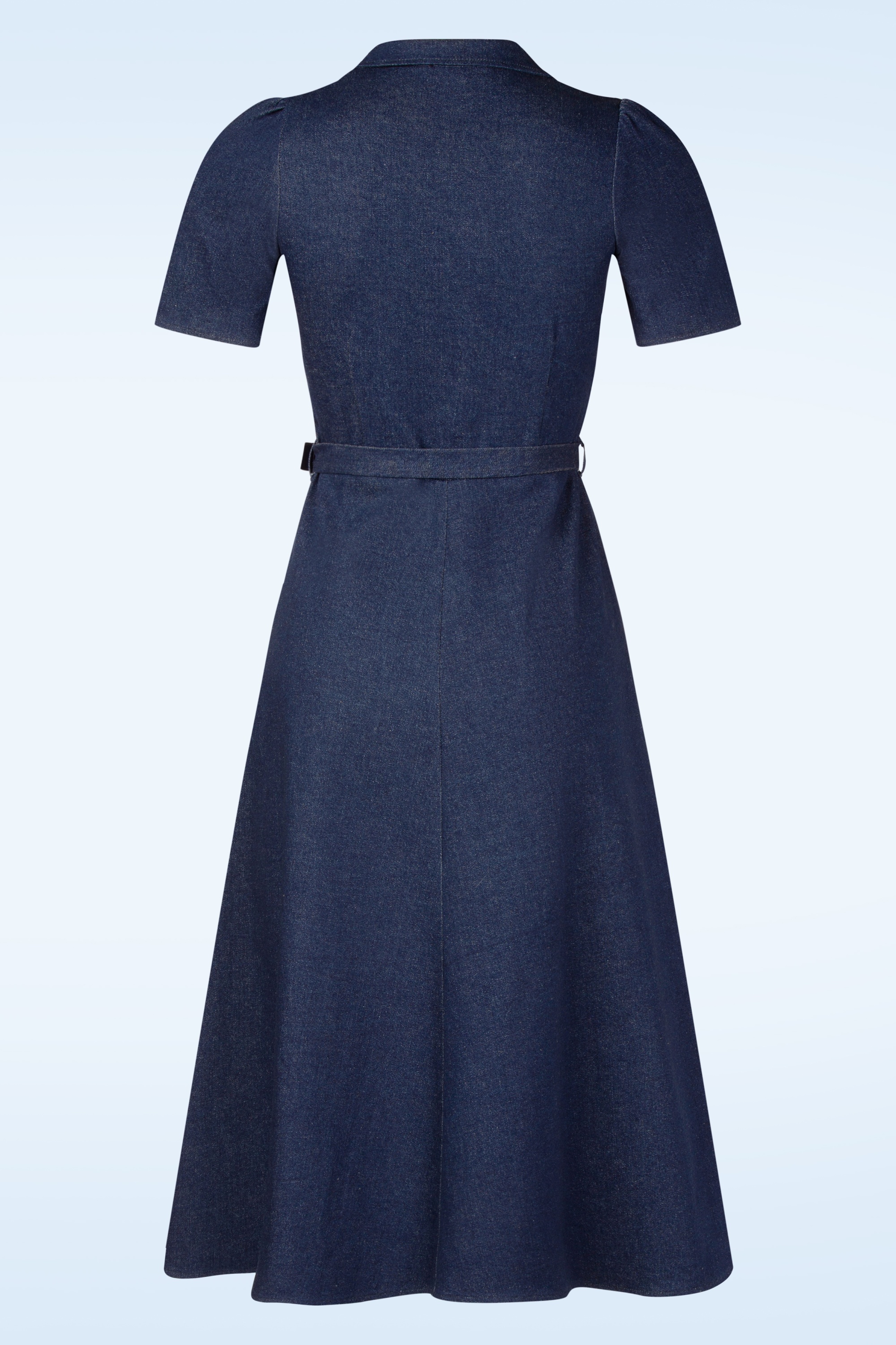 Very Cherry - Revers midi jurk in donker denim  3