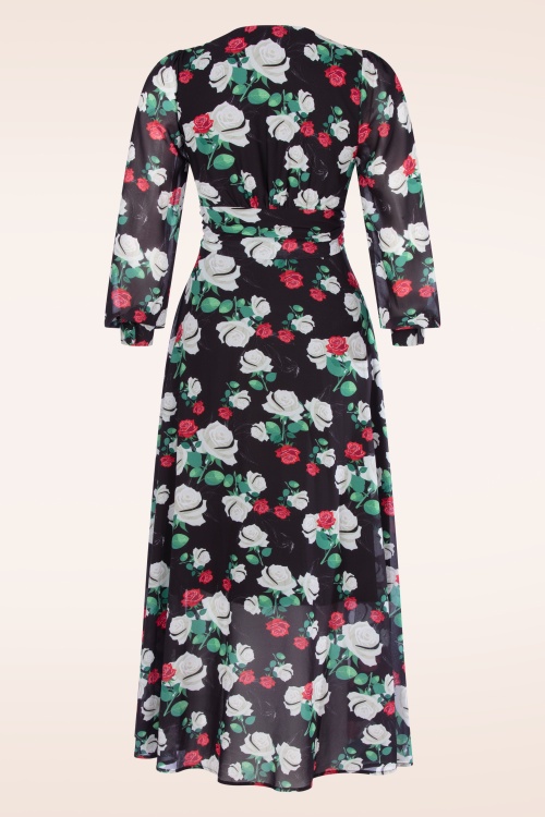 Vintage Diva  - The Annique Floral maxi jurk in zwart 6