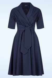 Vintage Diva  - The Emma swing jurk in navyblauw 3