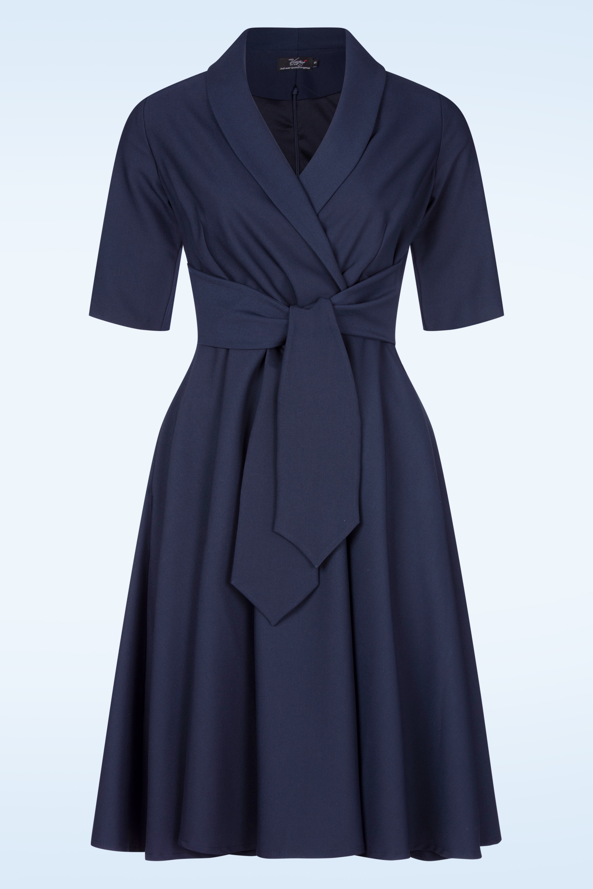Vintage Diva  - The Emma swing jurk in navyblauw 3