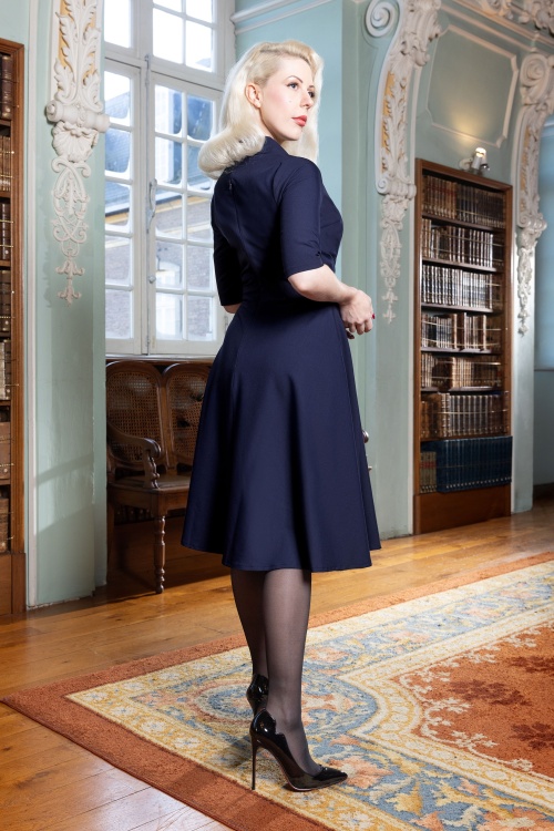 『Ral SWING NAVY XL』 Vintage Diva The Emma Swing Dress in Navy Blue | Topvintage