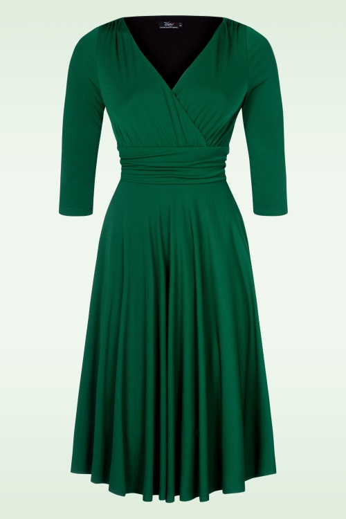 Vintage Diva  - The Allessandra swing jurk in smaragdgroen 3