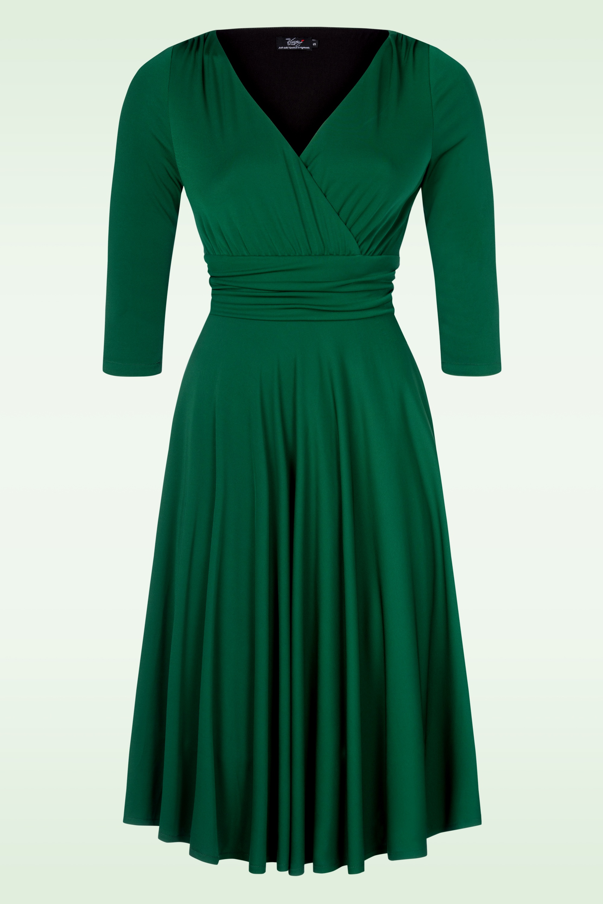 Vintage Diva  - The Allessandra swing jurk in smaragdgroen 3