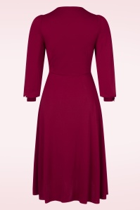 Vintage Diva  - The Isobelle Wrapover jurk in bordeauxrood 6