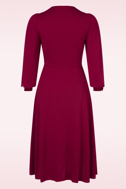 Vintage Diva  - The Isobelle Wrapover jurk in bordeauxrood 6