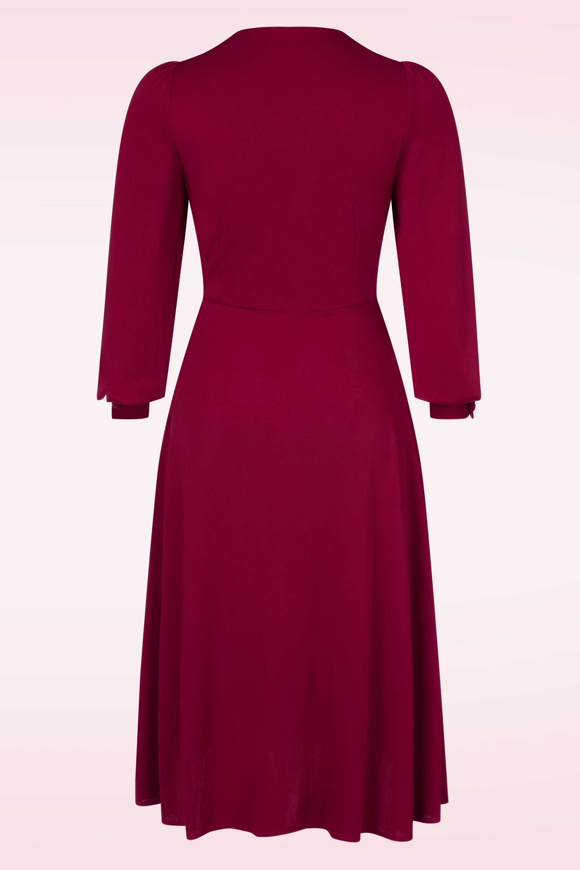 Vintage Diva  - The Isobelle Wrapover jurk in bordeauxrood 6