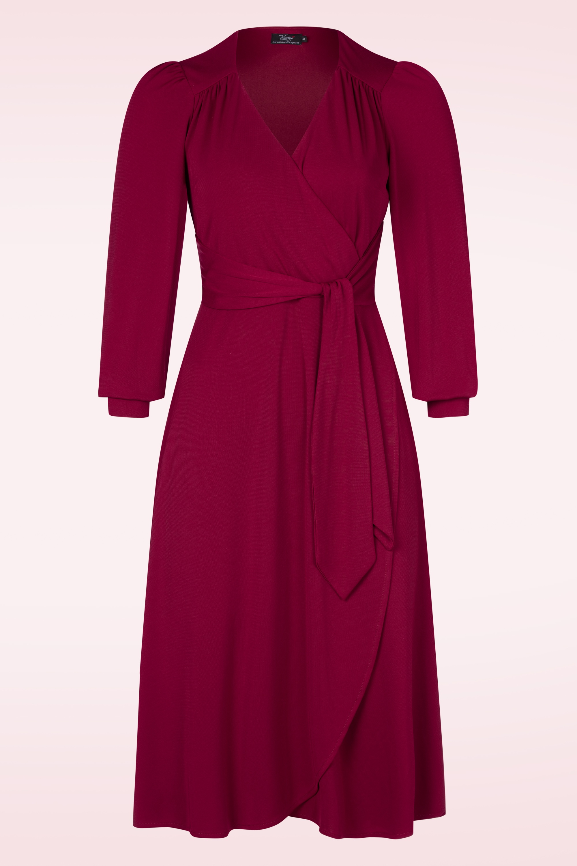 Vintage Diva  - The Isobelle Wrapover jurk in bordeauxrood 2