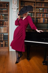 Vintage Diva  - The Isobelle Wrapover jurk in bordeauxrood