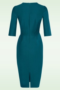 Vintage Diva  - The Mya pencil jurk in teal 5