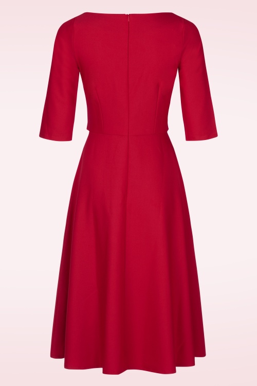 Vintage Diva  - The Juliana a-lijn jurk in scarlet rood 5