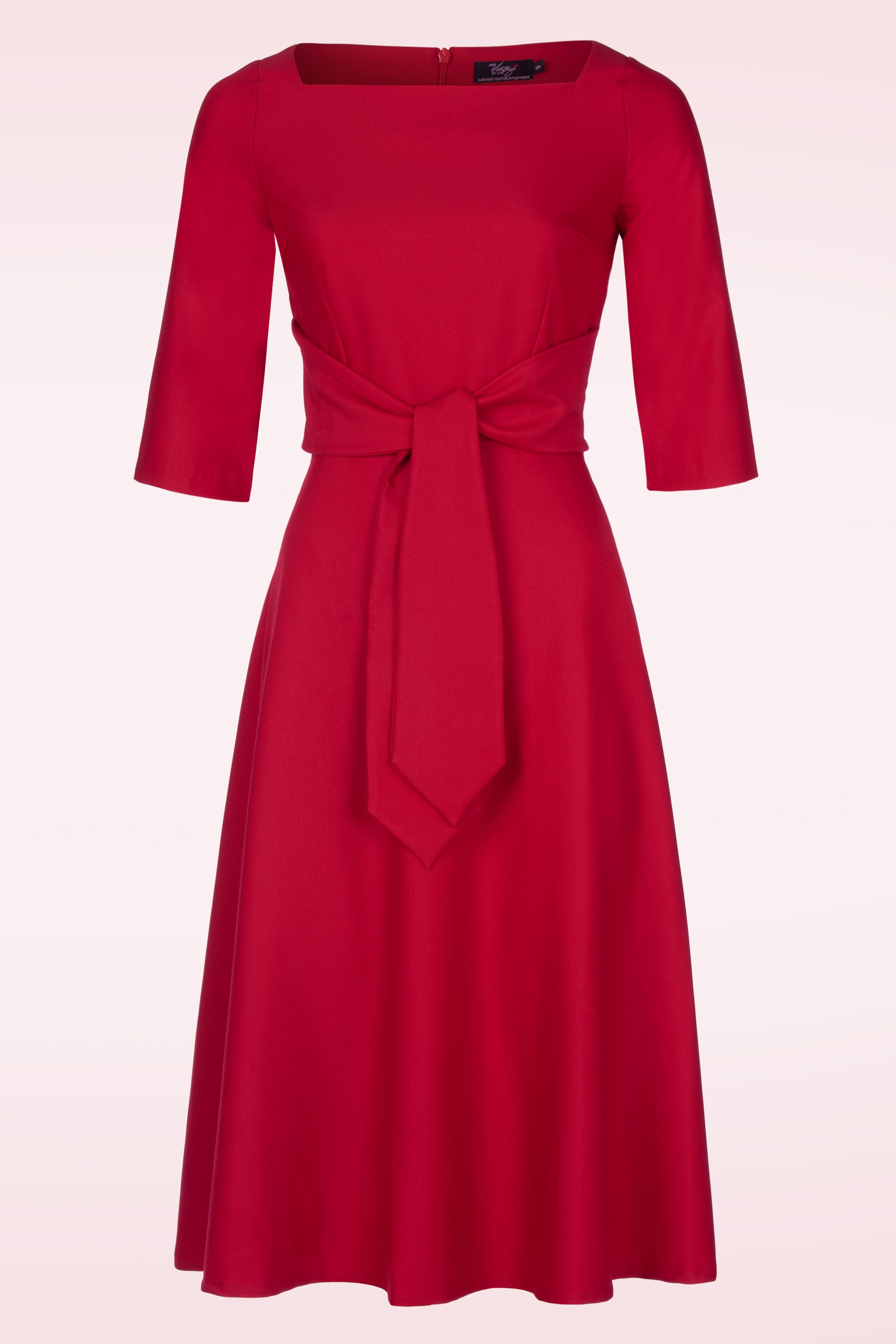Vintage Diva  - The Juliana a-lijn jurk in scarlet rood