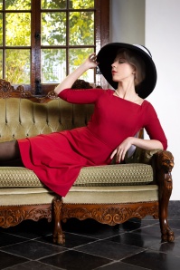 Vintage Diva  - The Juliana a-lijn jurk in scarlet rood 2