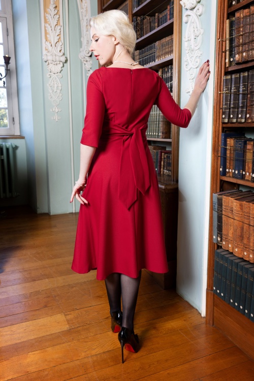 Vintage Diva  - The Juliana a-lijn jurk in scarlet rood 4