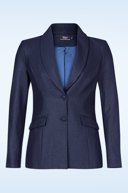 Vintage Diva - Lilly Marlene Glitter blazer in navyblauw 2