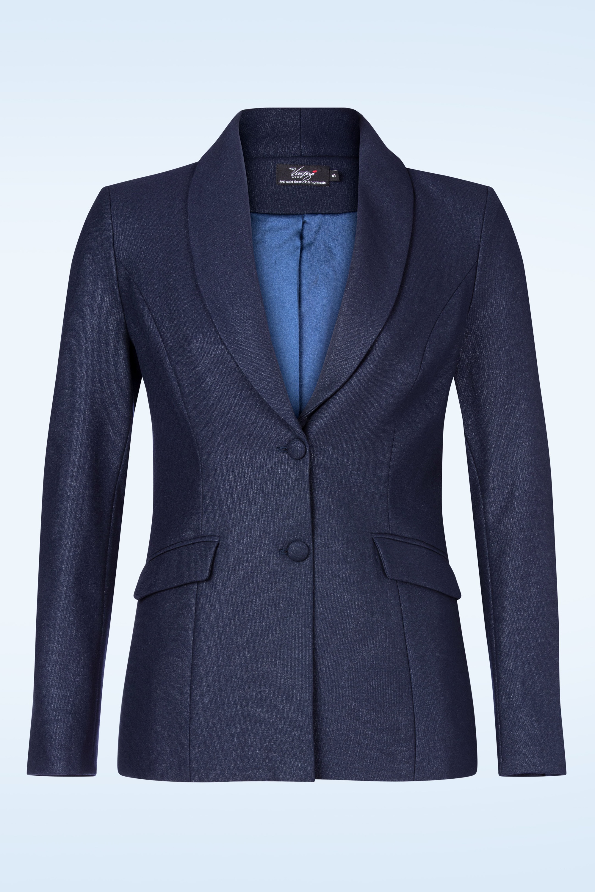 Vintage Diva  - Lilly Marlene Glitter blazer in navyblauw 2