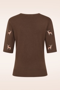 Banned Retro - Oh Deer gebreid truitje in bruin 5