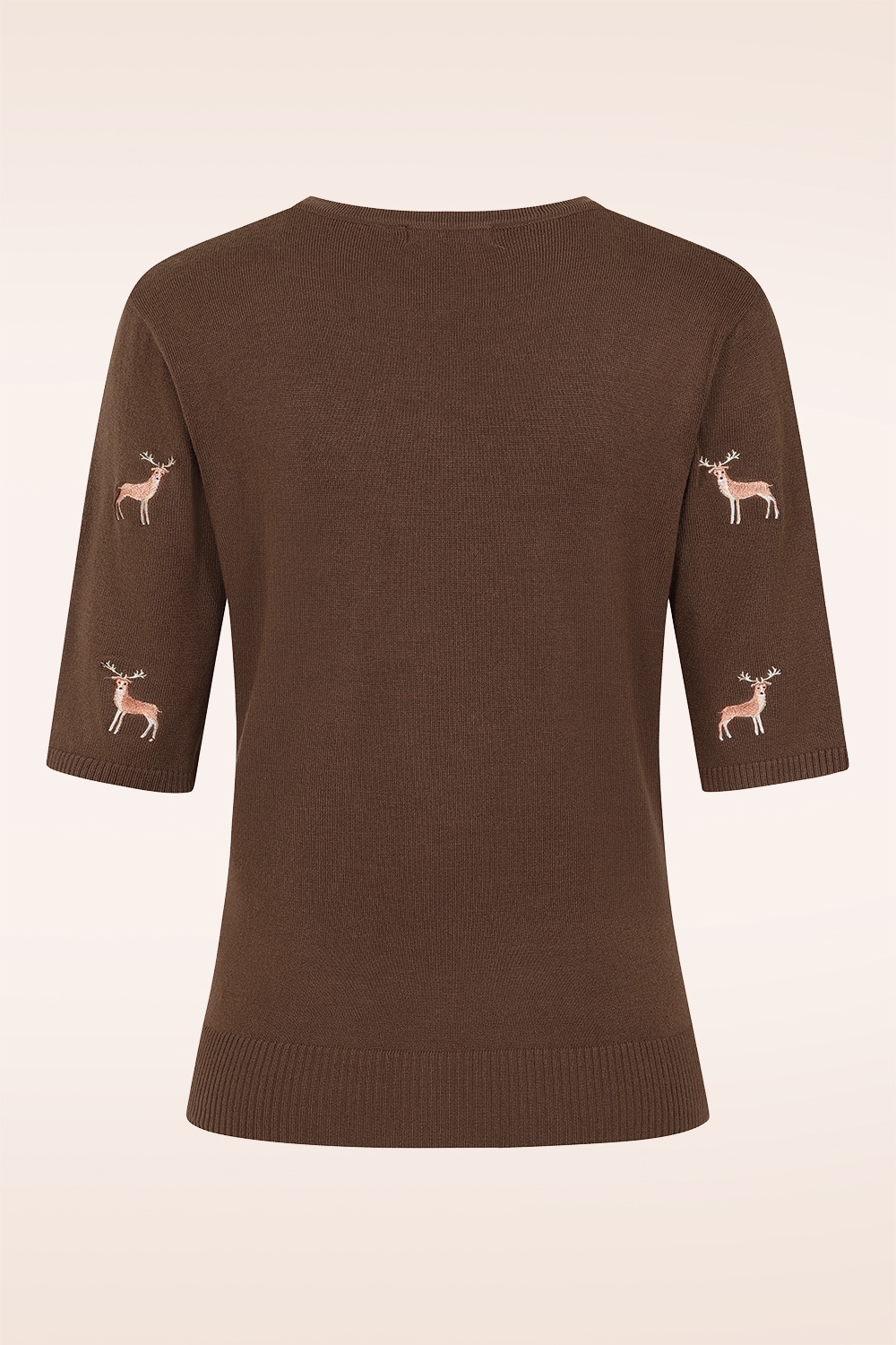 Banned Retro - Oh Deer gebreid truitje in bruin 5