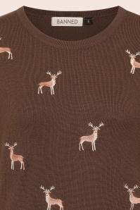Banned Retro - Oh Deer gebreid truitje in bruin 4