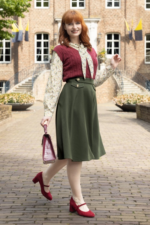 Banned Retro - Lucia swing rok in jeneverbes groen