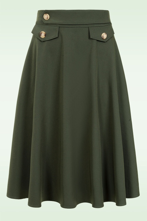 Banned Retro - Lucia swing rok in jeneverbes groen 2