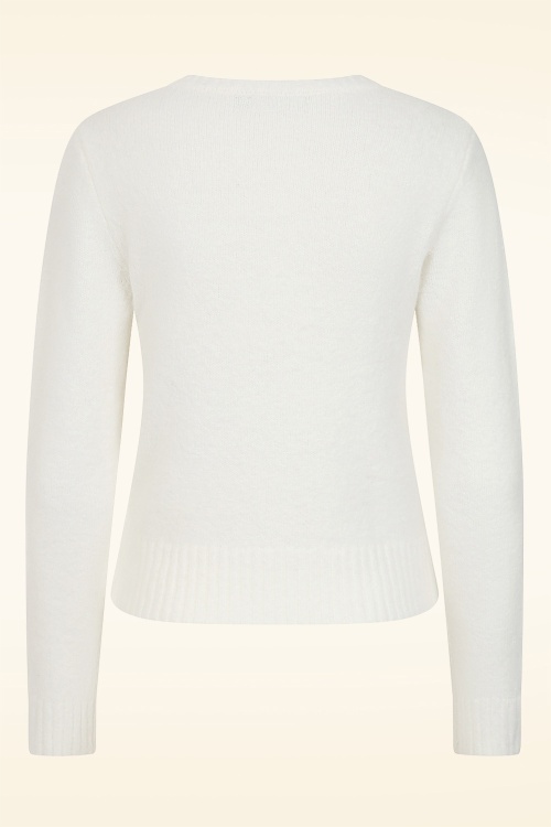 Banned Retro - Falalala gebreid truitje in ivoorwit 3