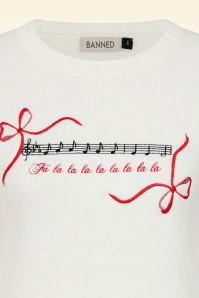 Banned Retro - Falalala gebreid truitje in ivoorwit 2