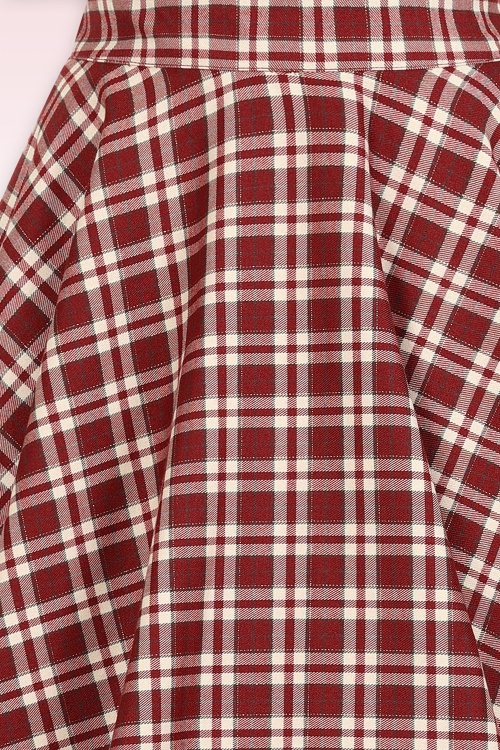 Banned Retro - Melanie geruite swing rok in bordeauxrood  4