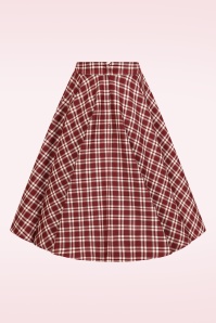 Banned Retro - Melanie geruite swing rok in bordeauxrood  5