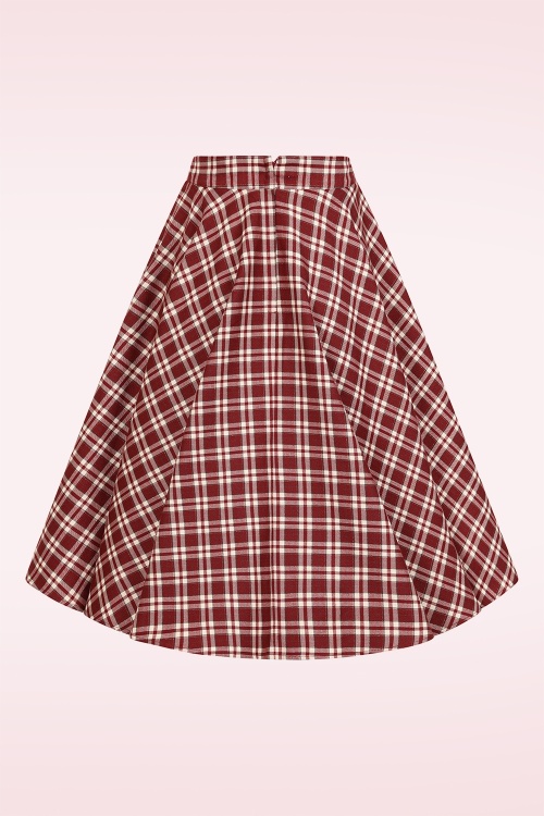 Banned Retro - Melanie geruite swing rok in bordeauxrood  5