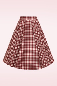 Banned Retro - Melanie geruite swing rok in bordeauxrood  2