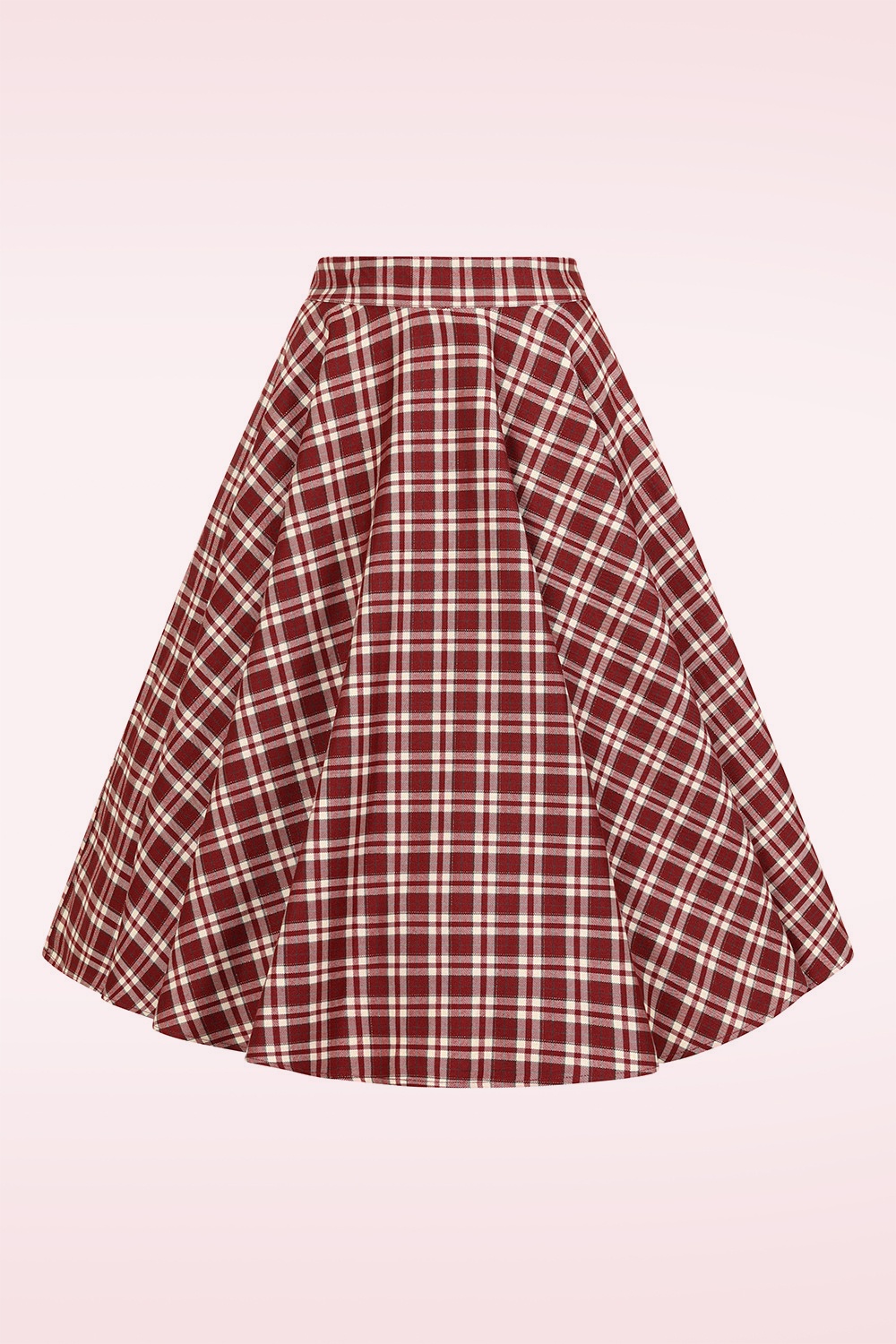 Banned Retro - Melanie geruite swing rok in bordeauxrood  2