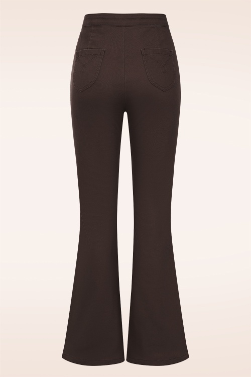 Banned Retro - Legs Eleven uitlopende broek in bruin 3