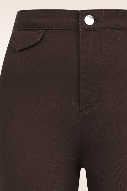 Banned Retro - Legs Eleven uitlopende broek in bruin 2