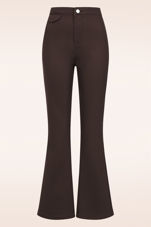 Banned Retro - Legs Eleven uitlopende broek in bruin