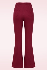 Banned Retro - Legs Eleven uitlopende broek in bordeauxrood 3