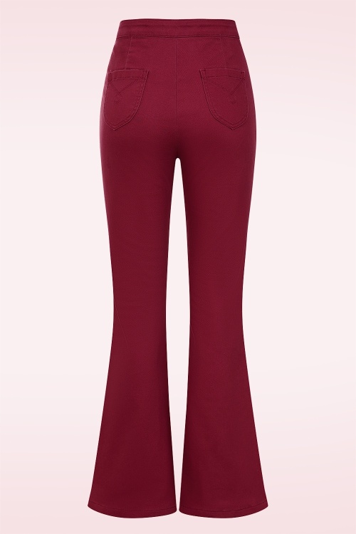Banned Retro - Legs Eleven uitlopende broek in bordeauxrood 3