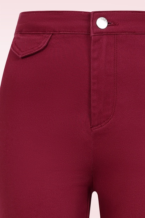 Banned Retro - Legs Eleven uitlopende broek in bordeauxrood 2