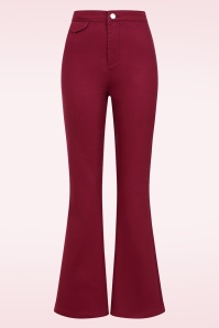 Banned Retro - Legs Eleven uitlopende broek in bordeauxrood
