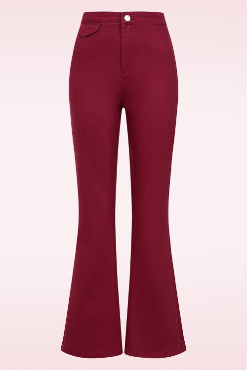 Banned Retro - Legs Eleven uitlopende broek in bordeauxrood